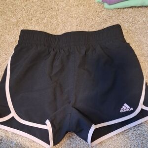 Adidas Girl's Black and Pink Athletic Shorts Size M (10/12)